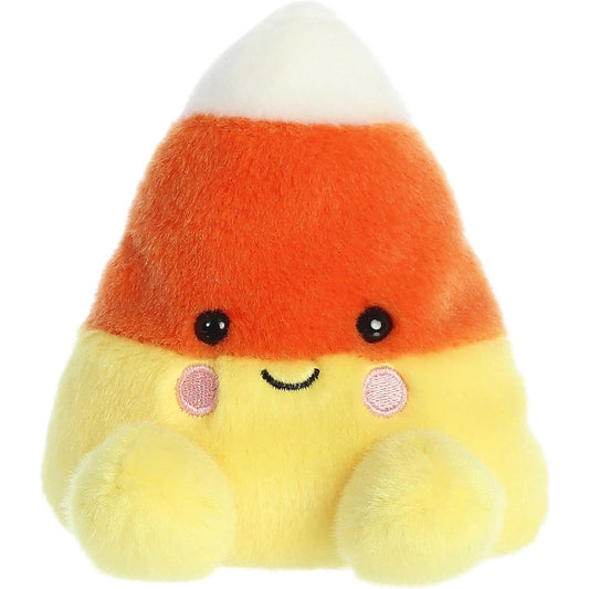 Front view thumbnail of the cute Maisy Candy Corn plush sitting straight, highlighting its symmetrical triangular shape and rosy pink cheeks.