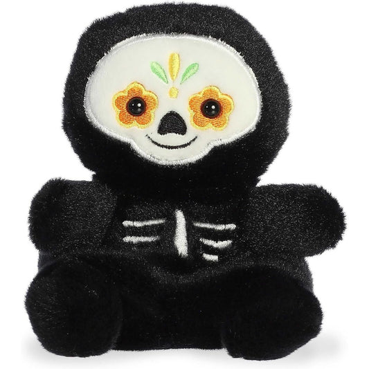 Front view thumbnail of the cute Santiago Sugar Skull plush sitting straight, highlighting its detailed face art and small black arms and legs.