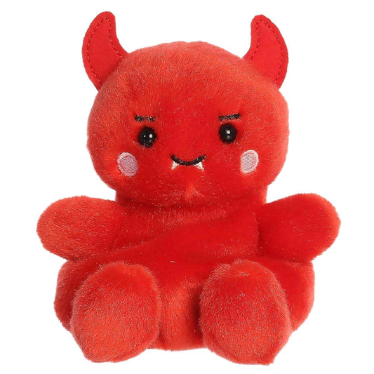 Front view thumbnail of the cute Damien Devil plush sitting straight, highlighting its symmetrical face and white blush cheek spots.