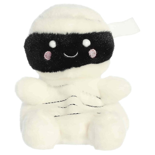 Front view thumbnail of the cute Wraphael Mummy plush sitting straight and highlighting its symmetrical pose and white embroidered smile.