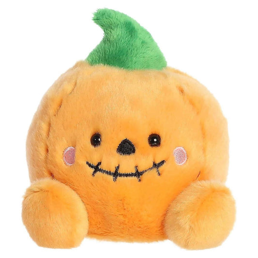 Front view thumbnail of the cute Craven Jack O'Lantern plush sitting straight, highlighting its stitched mouth expression and symmetrical round shape.