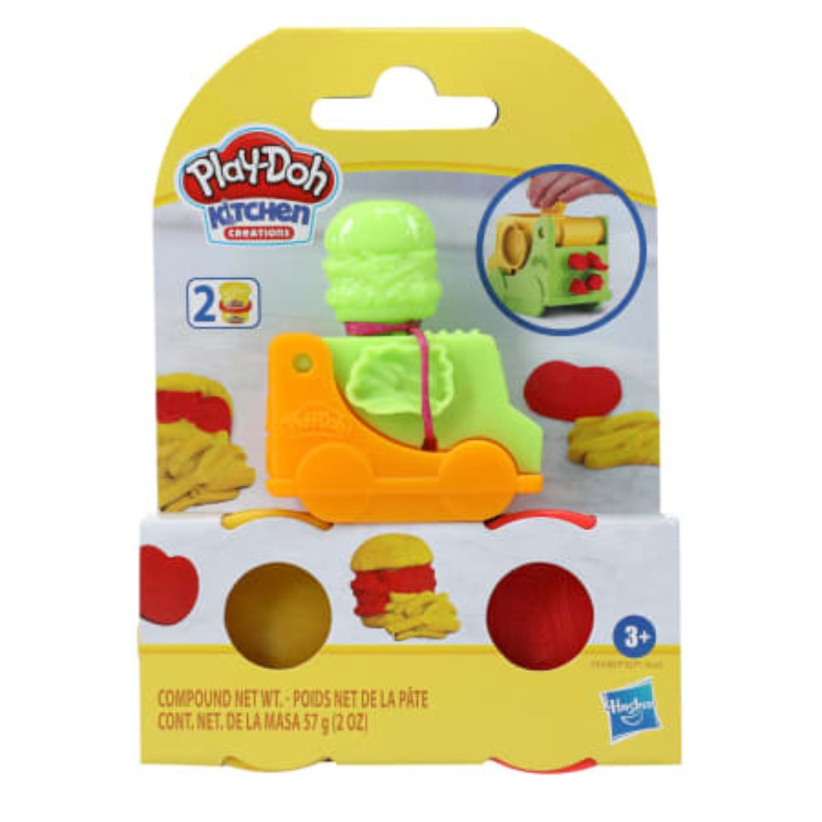 Play-Doh Kitchen Creations 2" Inch Mini Food Truck Playset, Burger & Ice Cream Truck