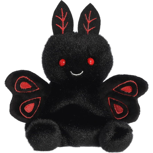 Front view thumbnail of the cute Mortimer Mothman plush sitting straight, showcasing its symmetrical wings and red leaf-patterned antennae.