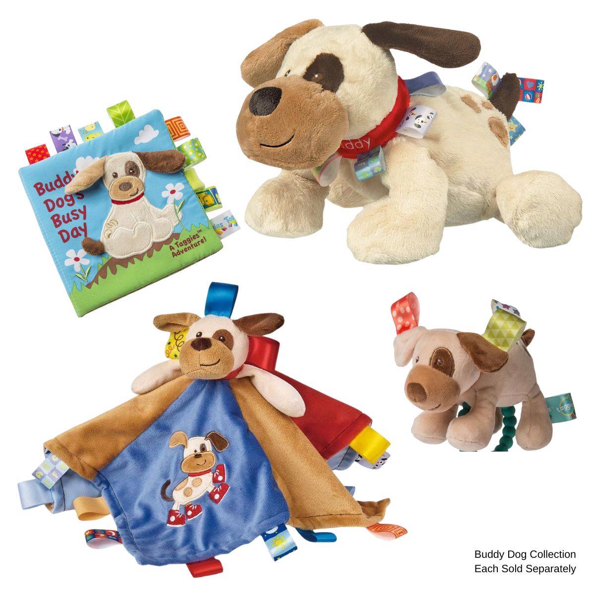 View of the secure hook-and-loop closure on the Mary Meyer Buddy Dog sensory cloth book.
