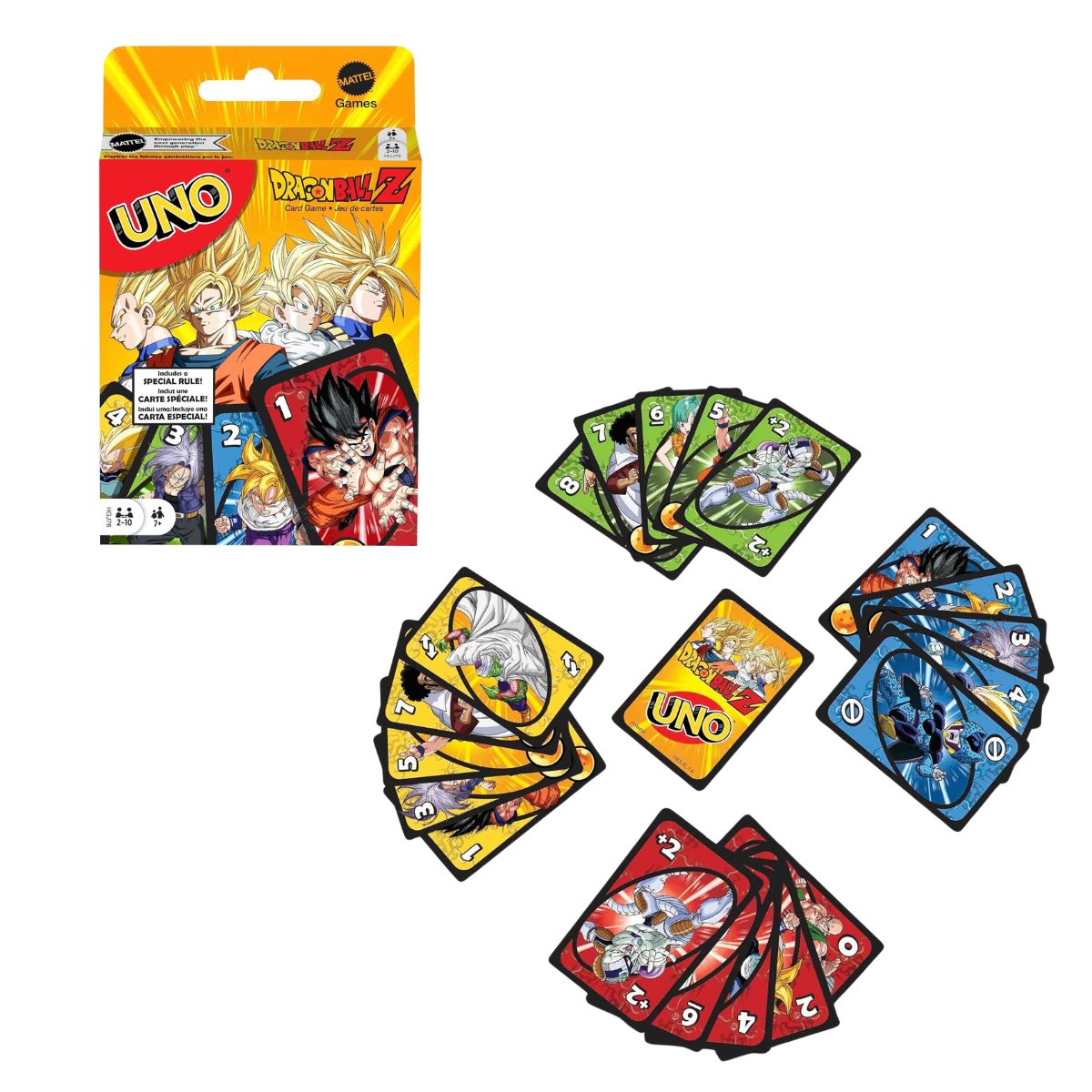 UNO Dragon Ball Z Standard Game with Special Wild Shenron's Wish Card for 2  to 10 Players