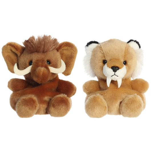 Aurora® Palm Pals™ Pre-Historic Duo 5" Inch Plush Set, Mo Woolly Mammoth & Ash Saber Tooth Tiger