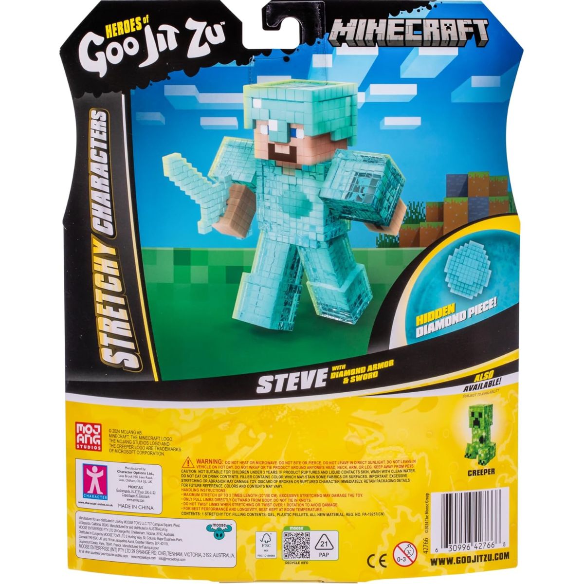 Heroes of Goo Jit Zu™ Minecraft Action Figure, Steve with Diamond Armor & Sword