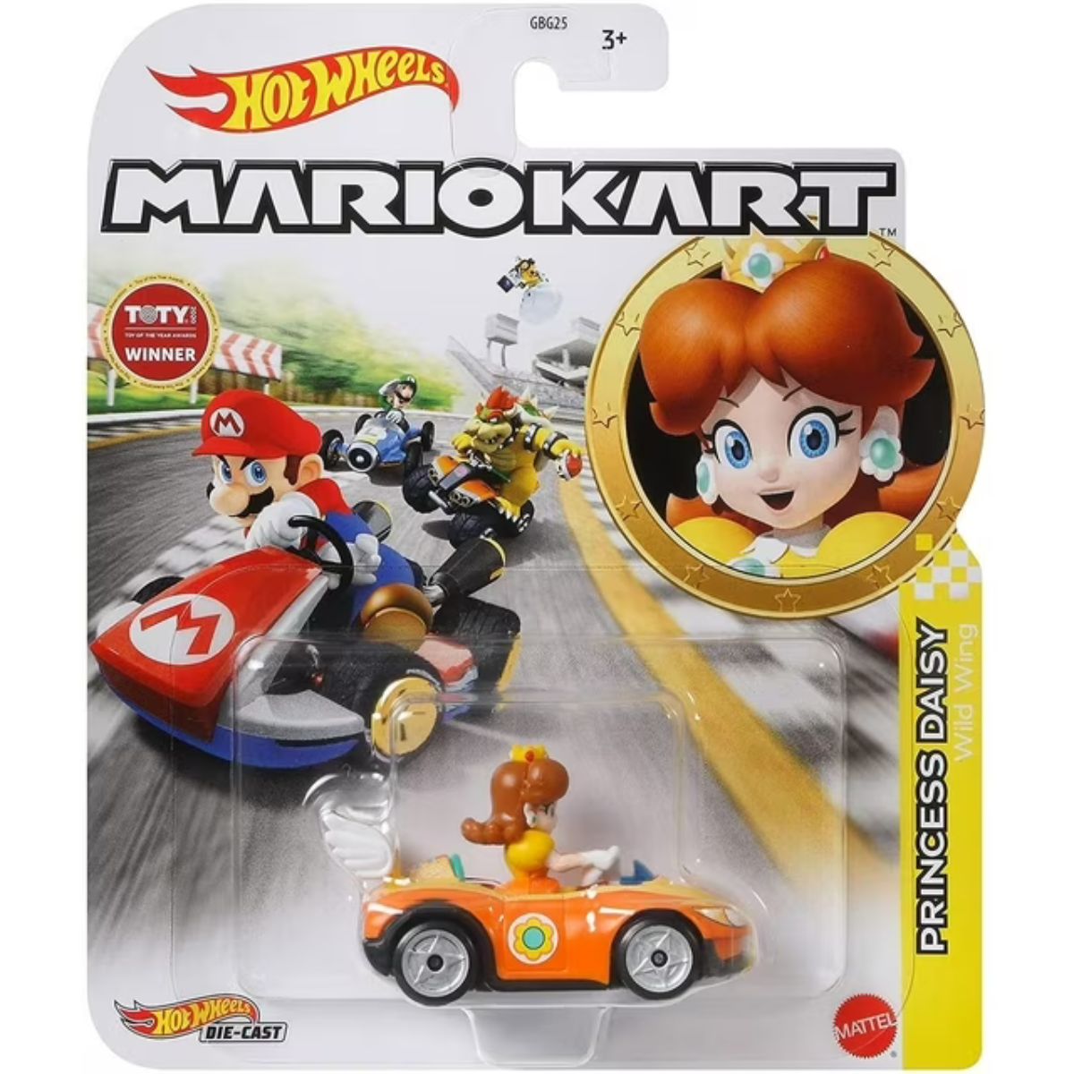 Mattel Hot Wheels Mario Kart Princess Daisy Wild Wing Die-Cast Vehicle 1:64 Scale
