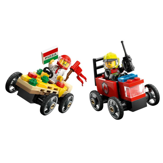 LEGO® City Pizza vs. Fire Truck Race Car Pack Toy Building Set 60458, 70 Pieces