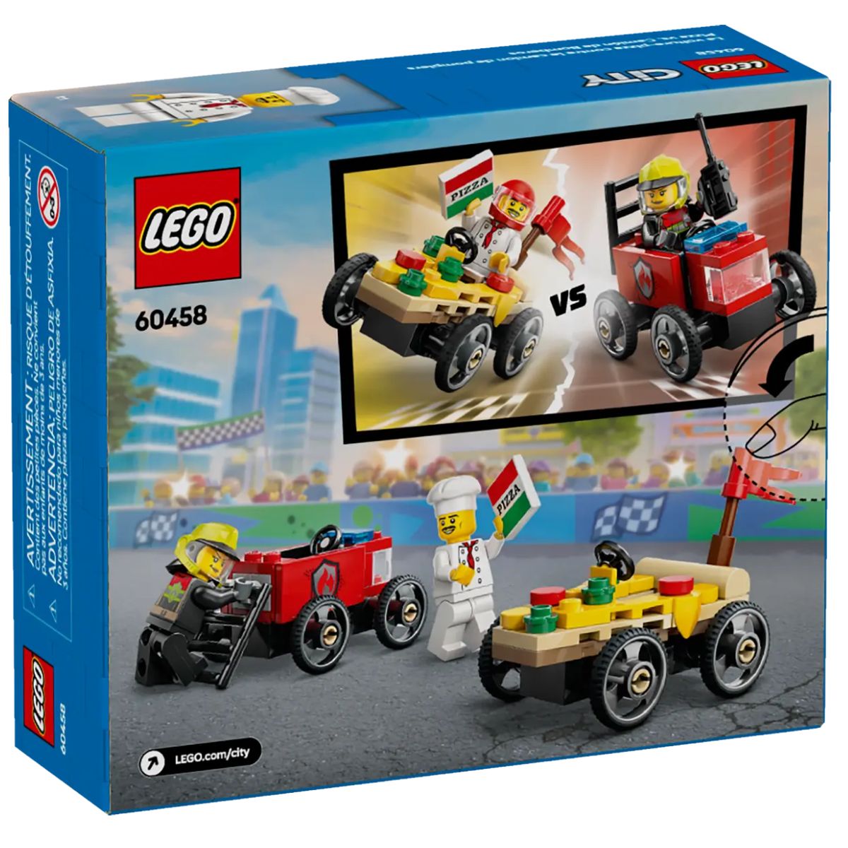 LEGO® City Pizza vs. Fire Truck Race Car Pack Toy Building Set 60458, 70 Pieces