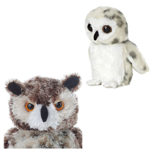Aurora® Mini Flopsie™ Bird Duo 8" Inch Plush Set, Osmond Owl & Snowy Owl