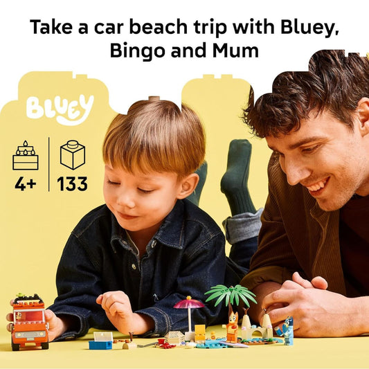 LEGO® Bluey’s Beach & Family Car Trip Building Toy Playset 11202, 133 Pieces