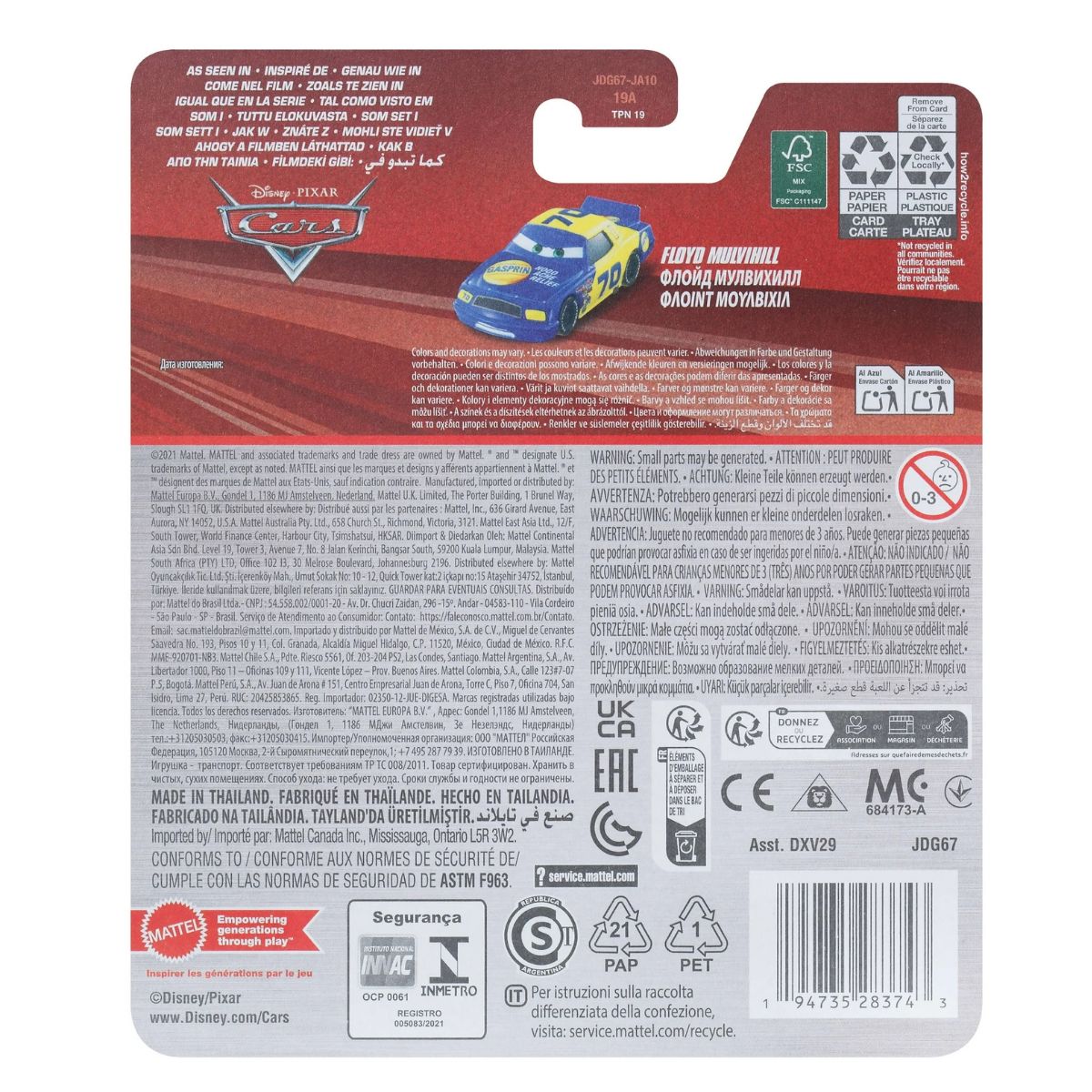 Disney Pixar Cars Character Floyd Mulvihill Die-Cast Vehicle Car, Scale 1:55