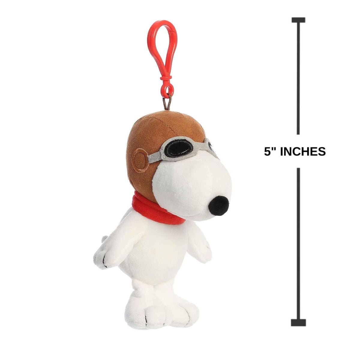 Aurora® Peanuts Flying Ace Snoopy 5 Inch Clip On Keychain Plush Stuffed Animal