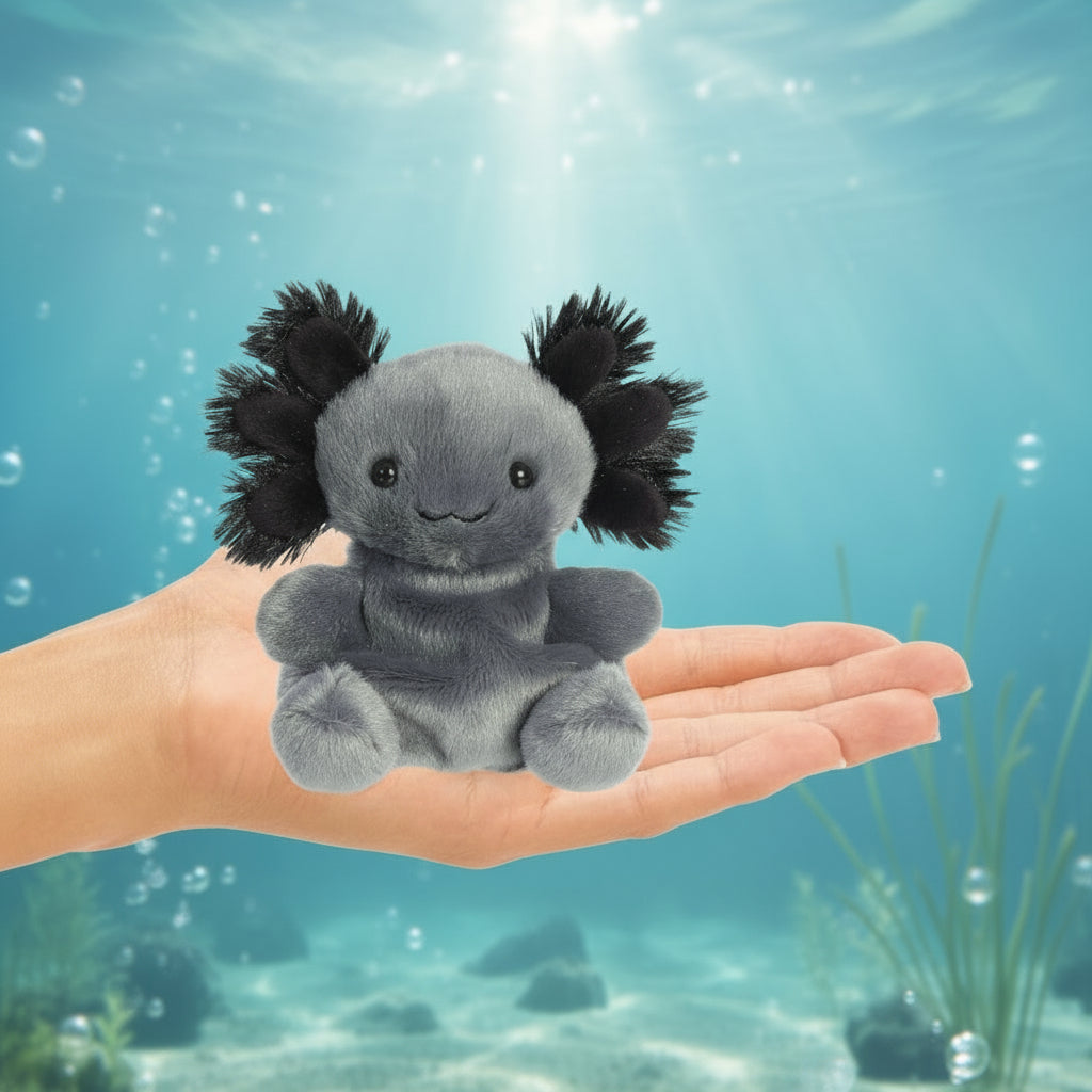 Aurora® Palm Pals™ Onyx Axolotl™ 5 Inch Stuffed Animal Toy #1-296 Aquatic