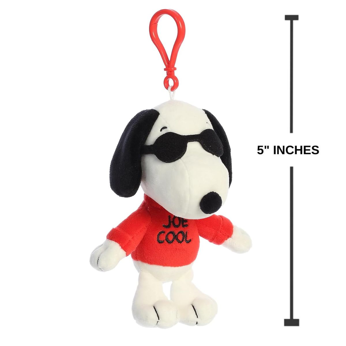 Aurora® Peanuts Joe Cool Snoopy 5 Inch Clip On Keychain Plush Stuffed Animal