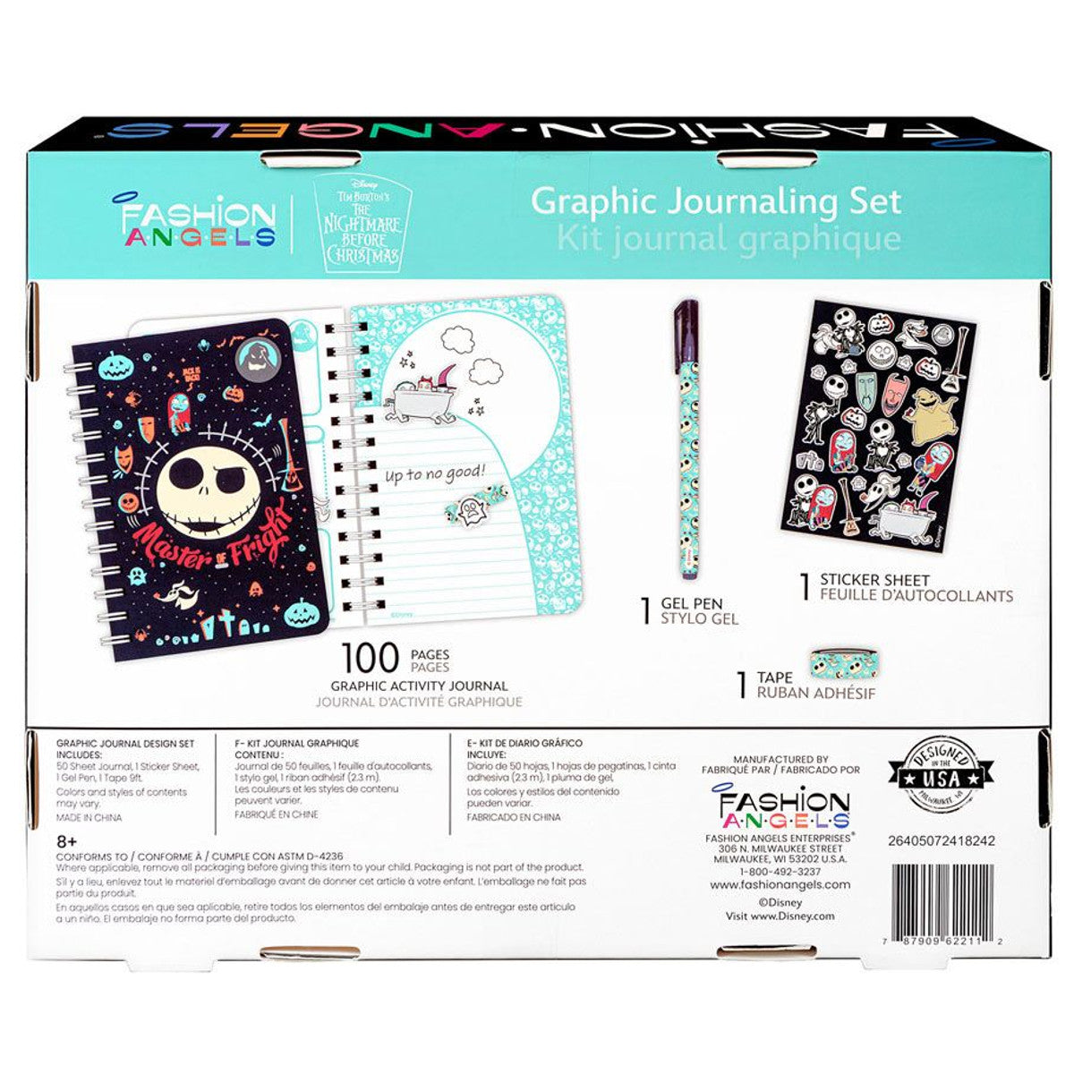 Fashion Angels Graphic Journaling Set packaging with journal, pen, and stickers.
