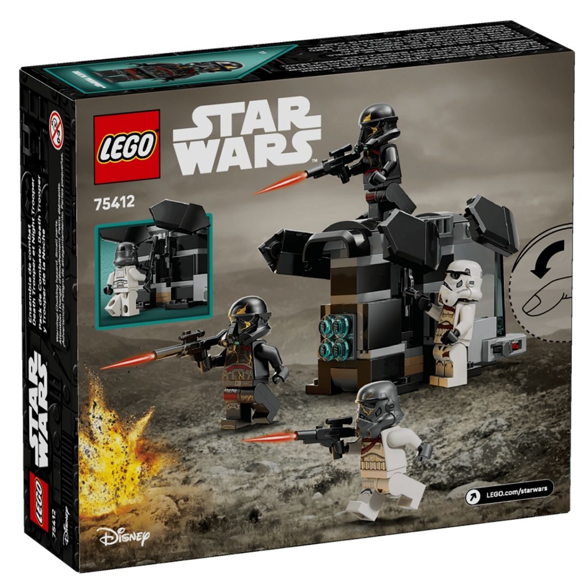 The front perspective view of the official LEGO® Star Wars Death Trooper and Night Trooper Battle Pack retail box.