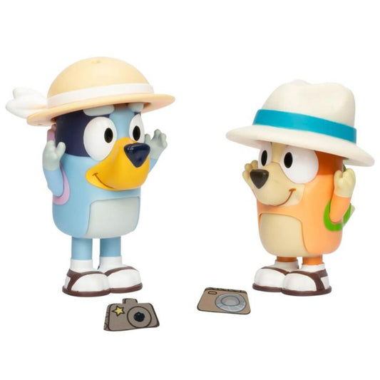 Bluey Figure 2-Pack On Holiday 2" Inch Toy Figure Pack, Bluey & Bingo