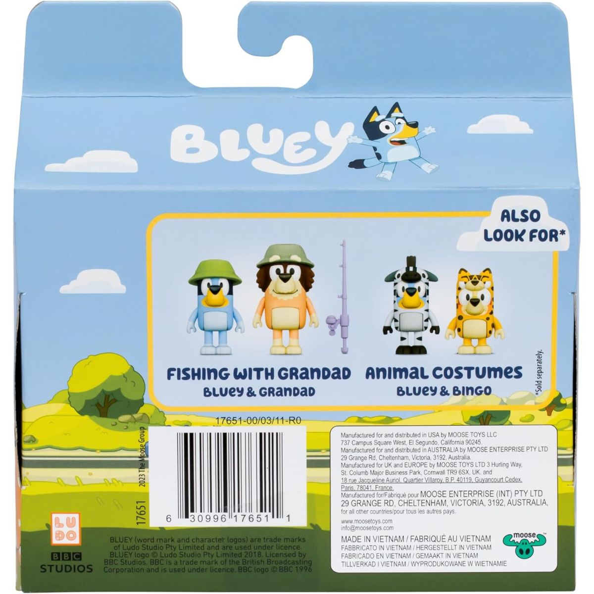 Bluey Figure 2-Pack On Holiday 2" Inch Toy Figure Pack, Bluey & Bingo