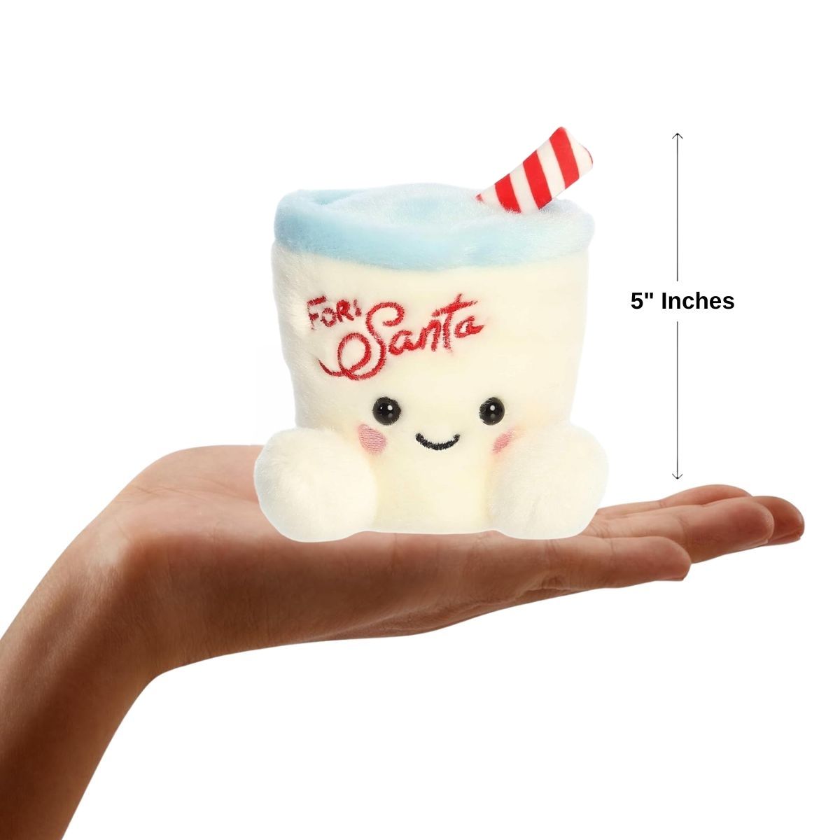 The miniature Kris Milk plush sitting inside an open human hand displaying a 5-inch height indicator graphic.