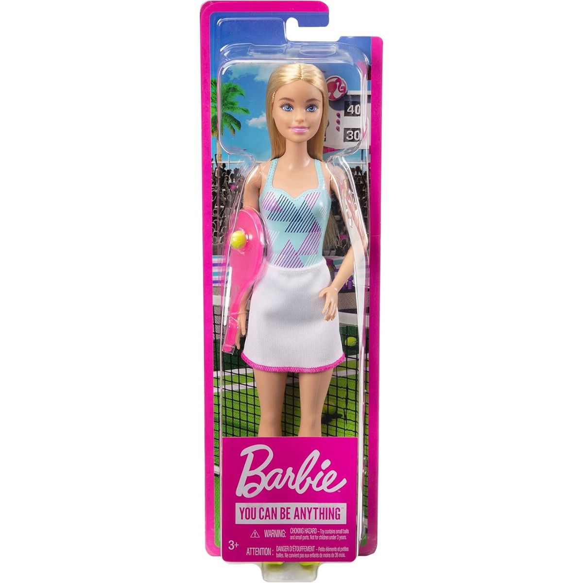 Barbie You Can Be Anything Tennis Player with Racket Fashion Doll, Blonde