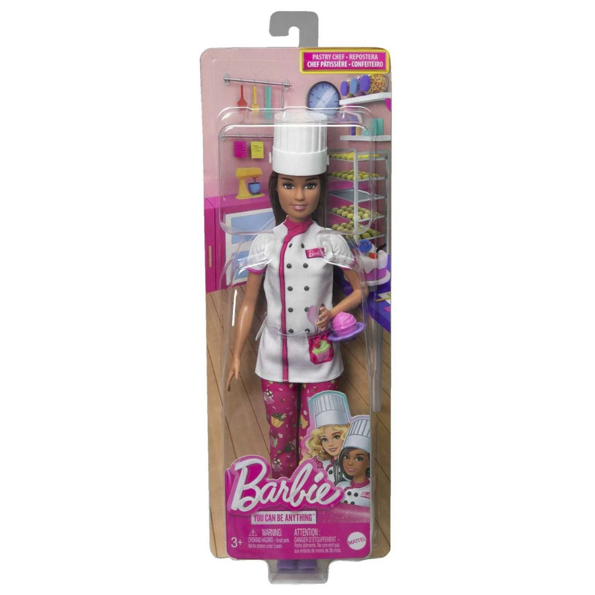 Barbie You Can Be Anything Pastry Chef with Chef's Hat Fashion Doll, Brunette