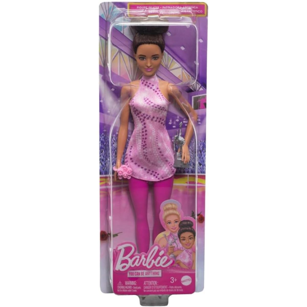 Barbie You Can Be Anything Ice Skater with Trophy Fashion Doll, Brunette