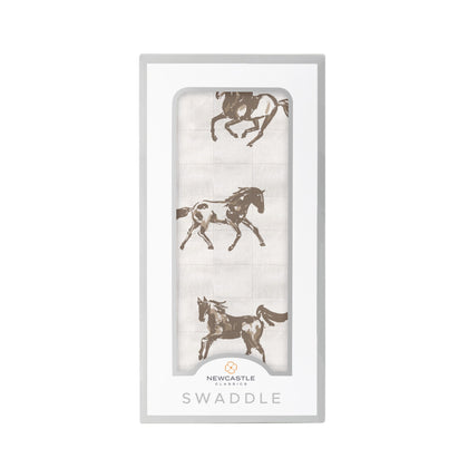 Newcastle Classic Galloping Horses 100% Natural Bamboo Muslin Swaddle