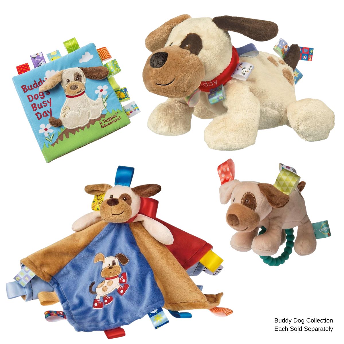 Mary Meyer Taggies 12" Inch Stuffed Animal Activity Toy, Buddy Dog