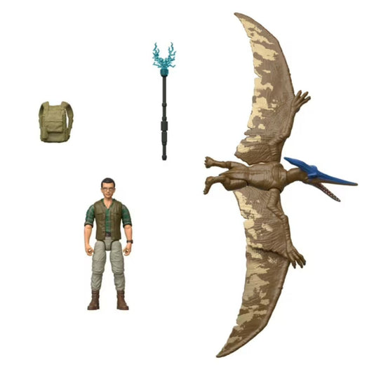 Jurassic World Rebirth Dr. Henry Loomis 3.75" Inch Action Figure & Pteranodon 7" Inch Dinosaur Figure