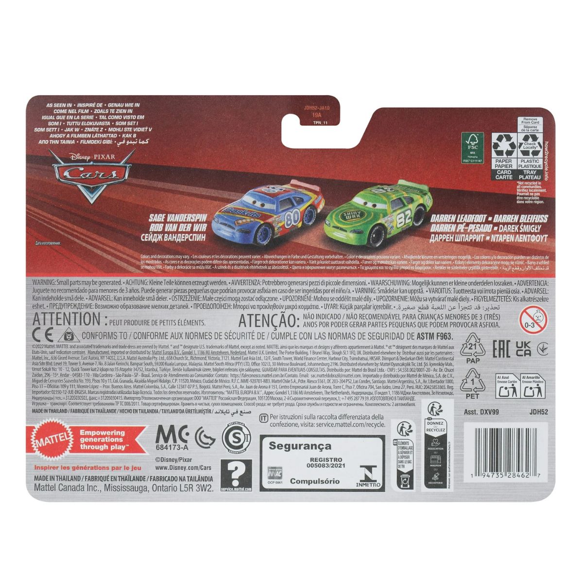 Disney Pixar Cars Scale 1:55 2 Pack Die-Cast Car Vehicle, Sage Vanderspin & Darren Leadfoot