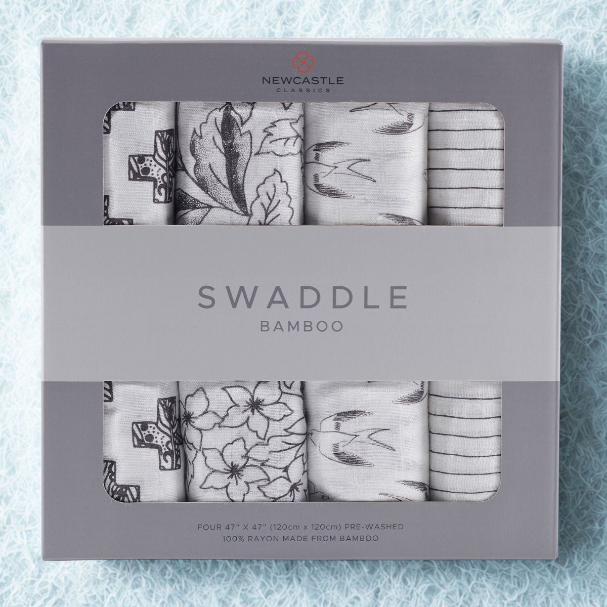 Monochrome 100% Natural Cotton Muslin Swaddle Blankets, 4 Pack