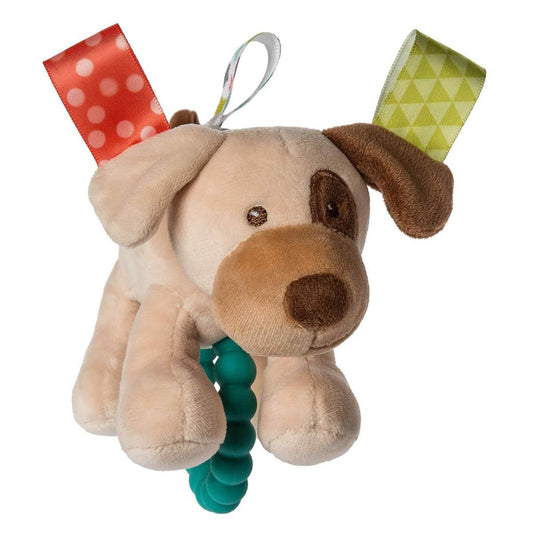 Mary Meyer Taggies 5" Inch Soft Rattle with Teether Ring and Sensory Tags, Buddy Dog