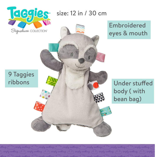 Mary Meyer Taggies 12" Inch Stuffed Animal Activity Toy, Harley Raccoon Lovey