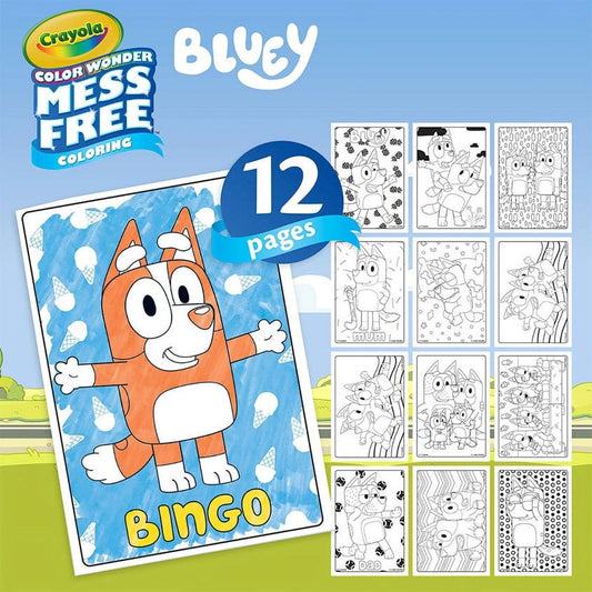 Crayola Bluey Color Wonder Mess-Free Mini Box Coloring Set, 12 Coloring Pages with 4 Color Wonder Markers