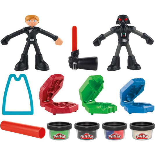Play-Doh Star Wars Squish & Slice, Darth Vader, Luke Skywalker 4" Inch Action Figures with R2-D2, Stormtrooper & Lightsaber Molds