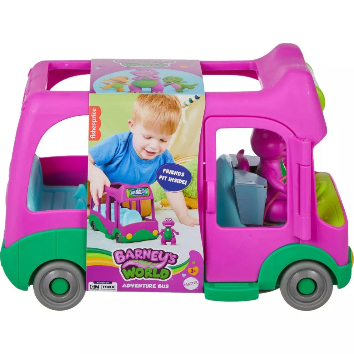 Fisher-Price Barney’s World Adventure Bus Push-Along Toy & Barney Figure, 2 Pieces