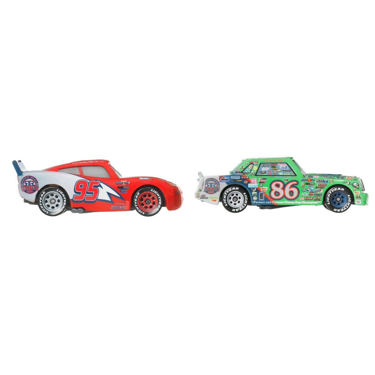 Disney Pixar Cars Scale 1:55 2 Pack Die-Cast Car Vehicle, Lightning McQueen & Chick Hicks