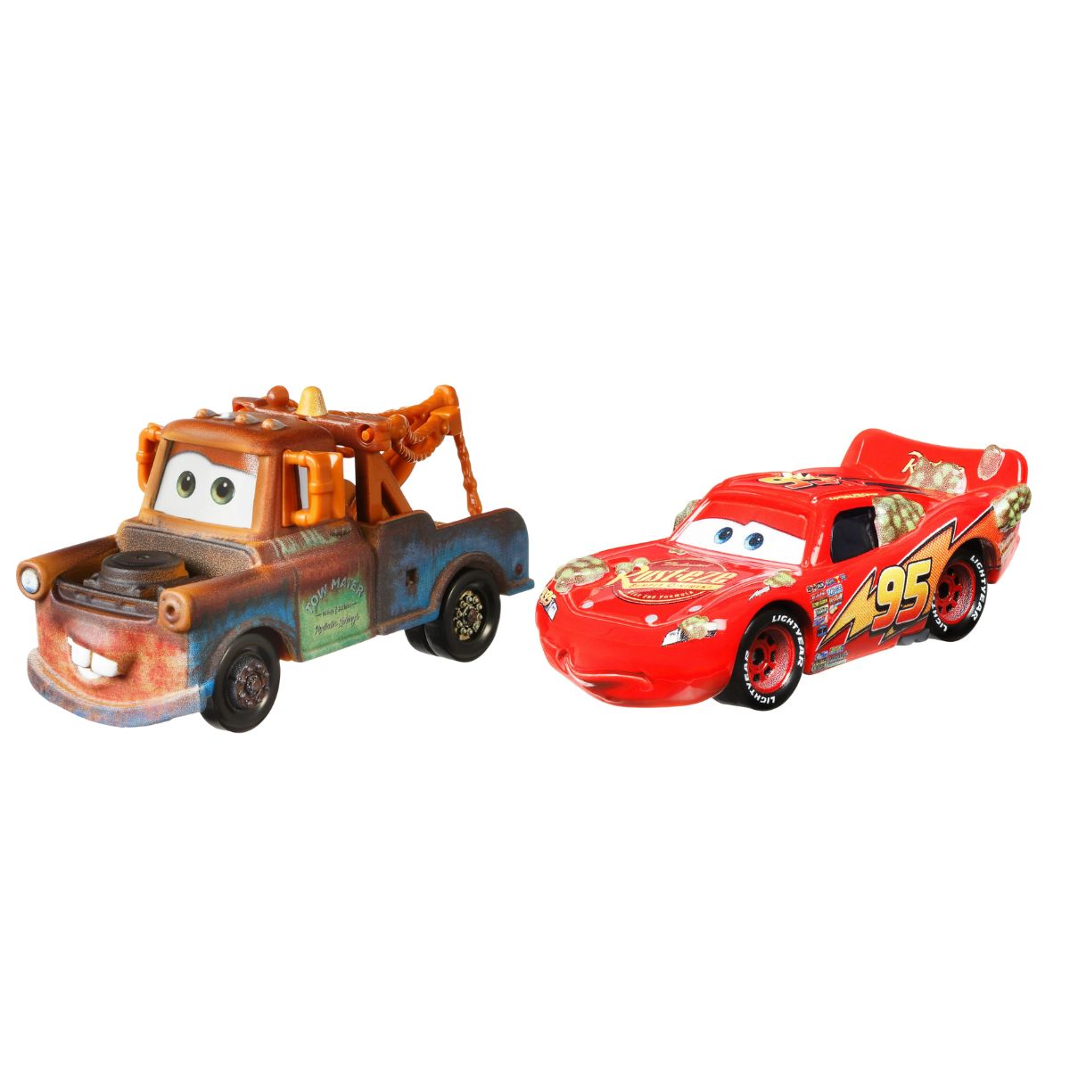 Disney Pixar Cars Scale 1:55 2 Pack Die-Cast Car Vehicle, Mater & Cactus Lightning McQueen