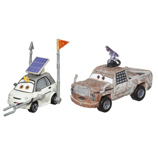 Disney Pixar Cars Scale 1:55 2 Pack Die-Cast Car Vehicle, Ken Enginoki & Justin Roadritter