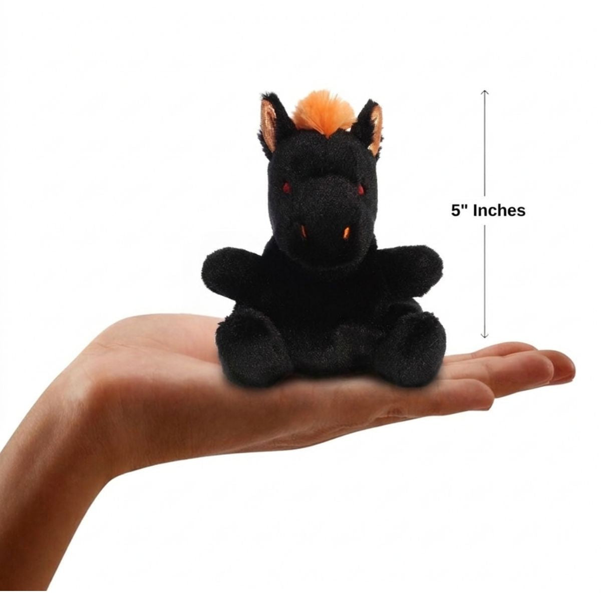 Scale thumbnail showing Nessus Nightmare plush sitting in an open hand next to a 5-inch height measurement graphic indicator.