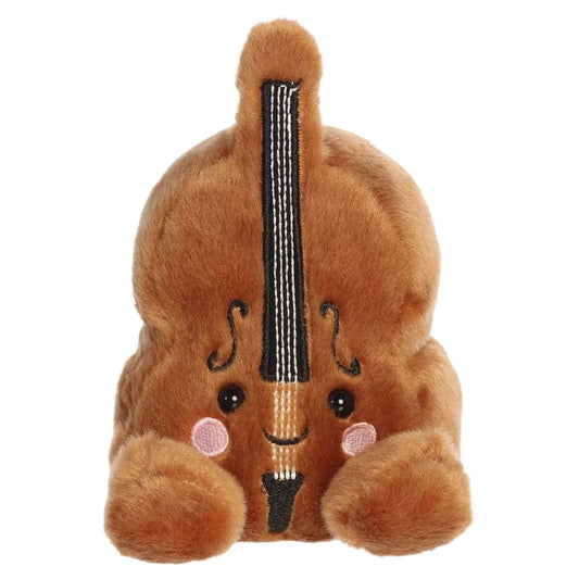 Front view thumbnail of sitting Vanessa Violin plush showing black fingerboard and embroidered pink cheeks.