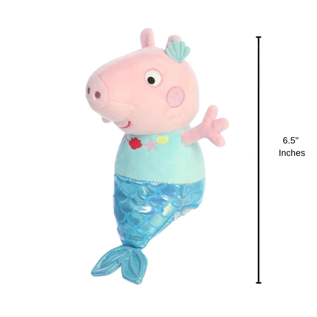 Side profile thumbnail of the standing Peppa Pig Mermaid stuffed toy.