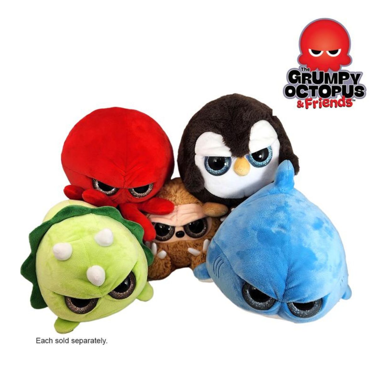 The Grumpy Octopus and Friends 8" Inch Plush, Grumpy Dinosaur
