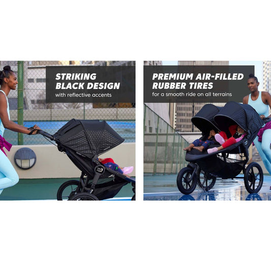 Baby Jogger Summit X3 Double Jogging Stroller, Midnight Black