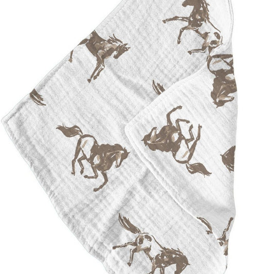 Newcastle Classics Galloping Horses 100% Bamboo Cotton Blanket Teether