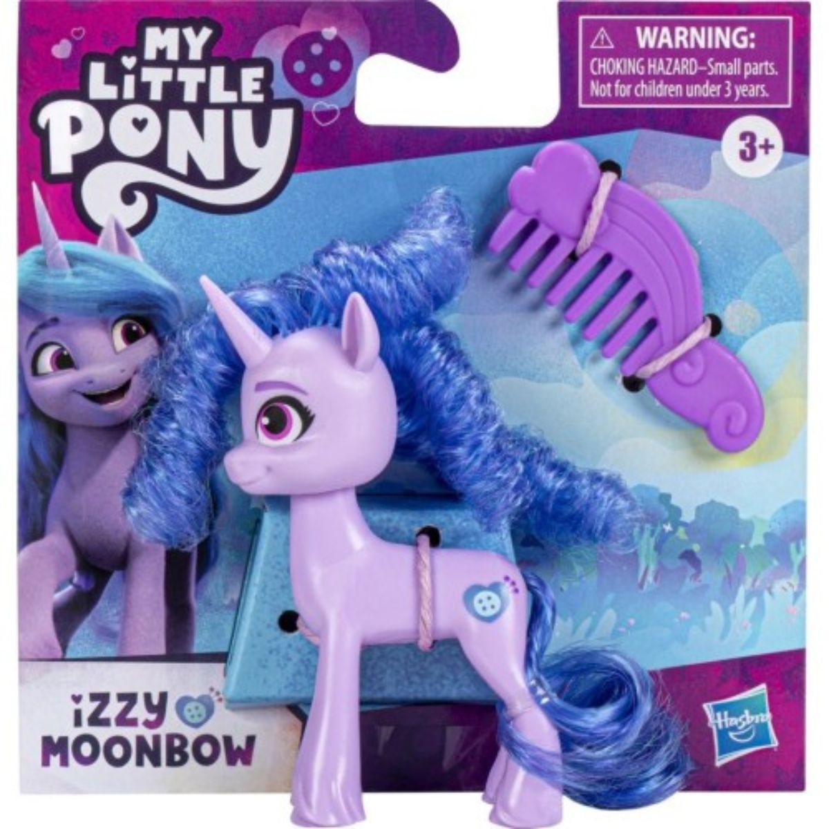 Front packaging view thumbnail of the My Little Pony A New Generation Izzy Moonbow 3-inch mini figure card.