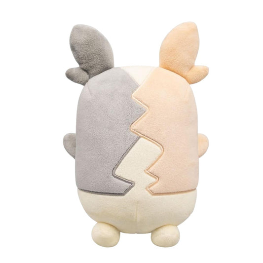 Back view of Pokemon 30th Anniversary pastel Morpeko plush showing split zig-zag design.