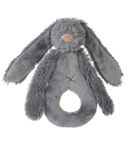 Rabbit Richie Deep Grey Rattle by Happy Horse 7 Inch Plush Animal Toy